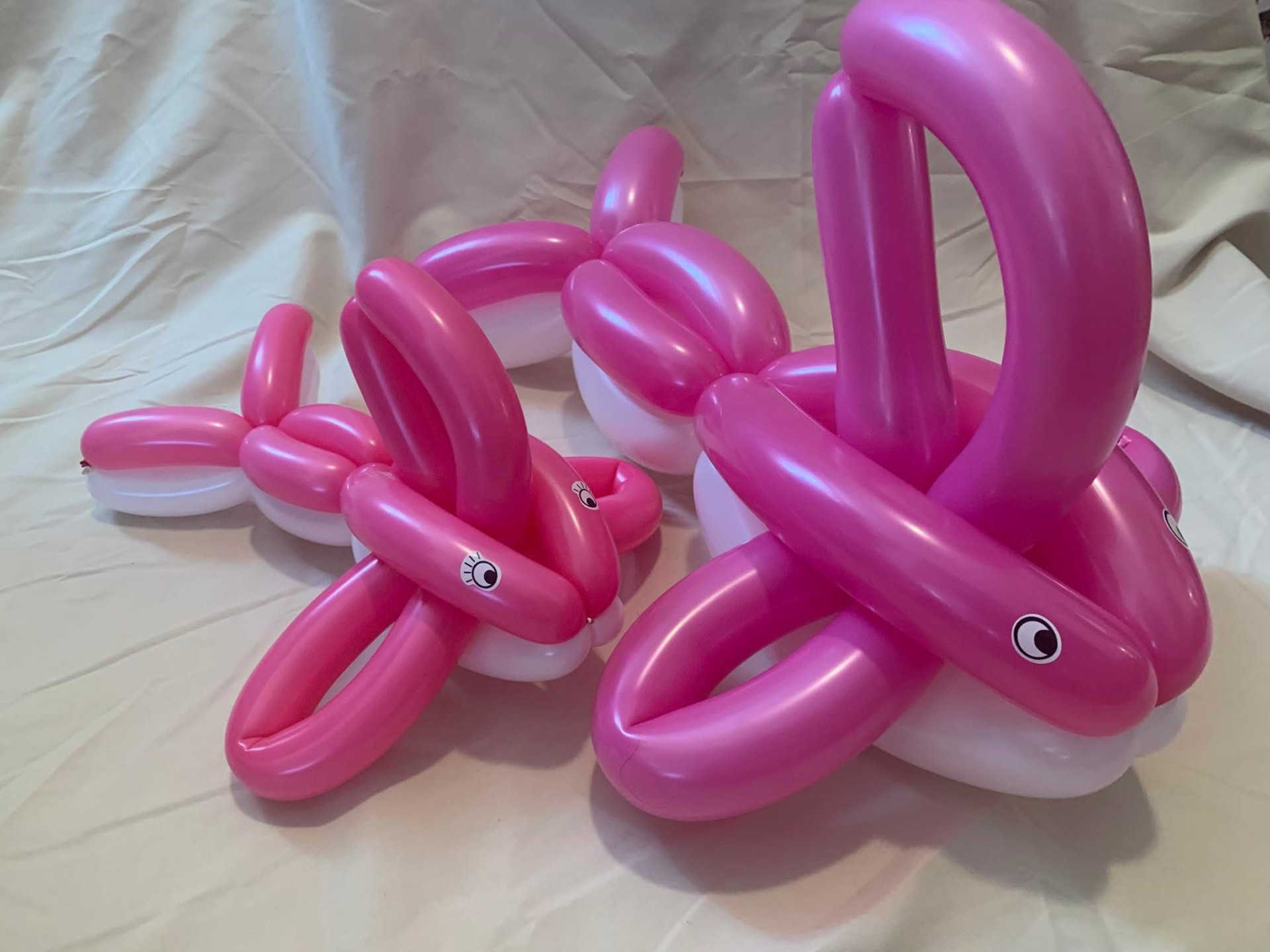 Two pink balloon poodles