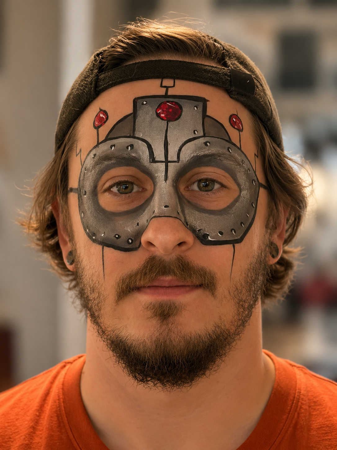 Metallic robot mask face paint