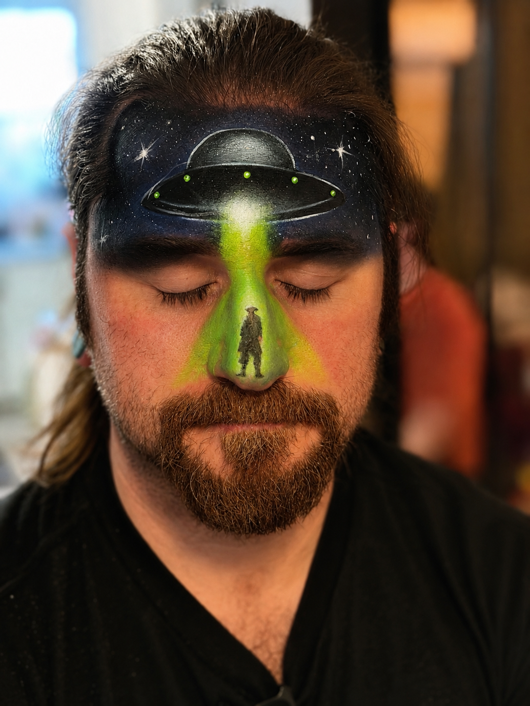 UFO and night sky face paint design